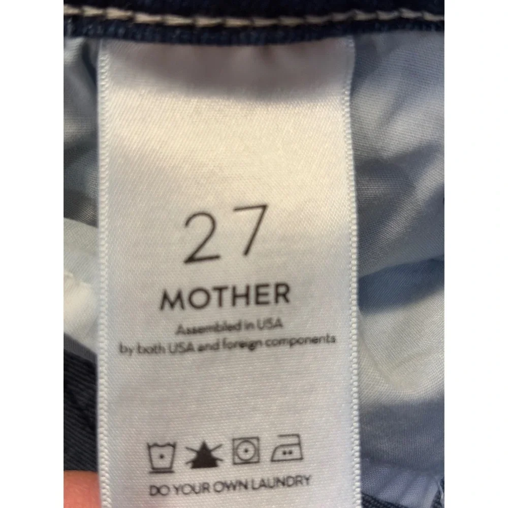 Mother The Rascal Ankle Undone Step Fray Jeans Dark‎ Graffiti Size 27 Distressed
